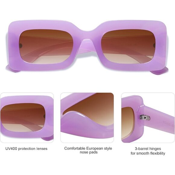 Retro 90s Small Nude Rectangle Sunglasses Women Men UV400 HD Lenses main image 6